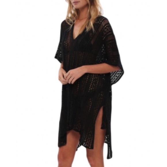 Black Crochet Knitted Tassel Kimono/Cover up - Picture 3 of 4
